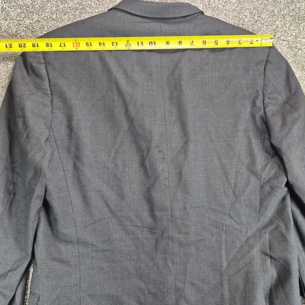 Burberry Blazer Mens 40L Gray Glen Check 100% Wool 3 Button Jacket Made in USA